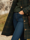 Wollen dames mantel - bruine jas met geruit patroon en knoopsluiting - Bakkermode.nl