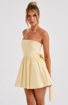 Strapless mini jurk - elegante jurk met strikdetail