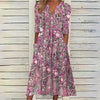 Zomerse midi jurk voor dames met bloemenprint en zakken - voor dagelijks gebruik