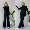2-delige loungestijl - stijlvolle ribgebreide top en broek voor dames
