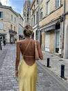 Geel satijnen slipdress - veelzijdige midi-jurk voor dames