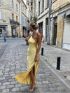 Geel satijnen slipdress - veelzijdige midi-jurk voor dames