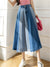 Denim a-lijn rok - trendy kleurblok dames lange rok