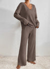2-delige lounge set - stijlvolle dames rib gebreide pyjama outfit
