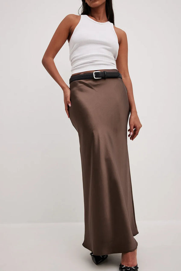 Zijde midi rok - elegante rok voor dames met hoge split