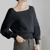 Dames kabelgebreide trui - elegante scoop neck gebreide top - Bakkermode.nl