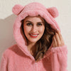 Fleece onesie met oren - uitnodigende loungewear voor dames