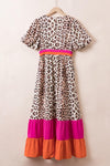 Maxi-jurk met luipaardprint en pofmouwen voor dames