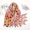 Florale pashmina sjaal met franjes - elegante dames sjaal - Bakkermode.nl