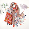 Florale pashmina sjaal met franjes - elegante dames sjaal - Bakkermode.nl