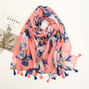 Florale pashmina sjaal met franjes - elegante dames sjaal - Bakkermode.nl