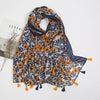 Florale pashmina sjaal met franjes - elegante dames sjaal - Bakkermode.nl