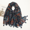 Florale pashmina sjaal met franjes - elegante dames sjaal - Bakkermode.nl