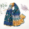 Florale pashmina sjaal met franjes - elegante dames sjaal - Bakkermode.nl