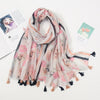 Florale pashmina sjaal met franjes - elegante dames sjaal - Bakkermode.nl