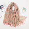 Florale pashmina sjaal met franjes - elegante dames sjaal - Bakkermode.nl