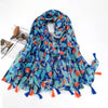 Florale pashmina sjaal met franjes - elegante dames sjaal - Bakkermode.nl
