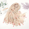 Florale pashmina sjaal met franjes - elegante dames sjaal - Bakkermode.nl