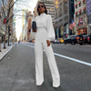 Elegante dames jumpsuit met lange mouwen en hoge hals - veelzijdige outfit voor casual of formele gelegenheden