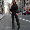 Elegante dames jumpsuit met lange mouwen en hoge hals - veelzijdige outfit voor casual of formele gelegenheden