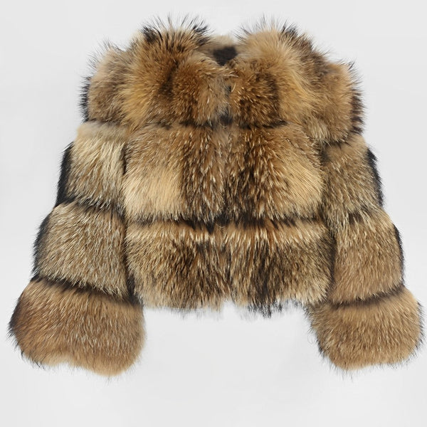 Luxe damesjas van imitatiebont - stijlvolle bruine winterjas - Bakkermode.nl