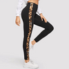 Zwarte legging met luipaardprint zijstreep