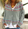Scandinavische gebreid cardigan - grijs, groen Noorse dames vest - Bakkermode.nl