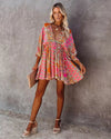 Boho jurk met kleurrijk patroon en wijde mouwen - Bakkermode.nl
