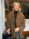 Vrouwen suede jas elegante lichte buitenkleding - chique dagelijkse mode in bruin