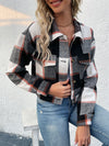 Dames geruite flanellen overhemdjack - trendy cropped buitenjack voor vrouwen