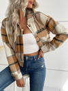 Dames geruite flanellen overhemdjack - trendy cropped buitenjack voor vrouwen
