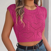 Gebreid topje - hartpatroon cropped sweater voor dames